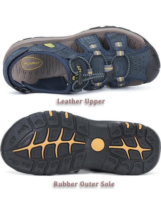Men\'s Blue Closed Toe Leather Athletic Outdoor Hiking Sport Casual Sandal Shoes main image 4